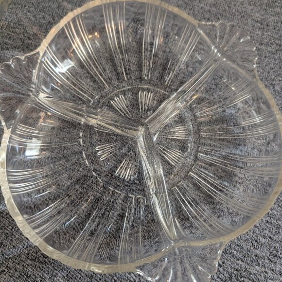 Vtg Hazel Atlas 3-part Divided Relish/Pickle Dish, Depression Glass, Set of 2 - Picture 2 of 3